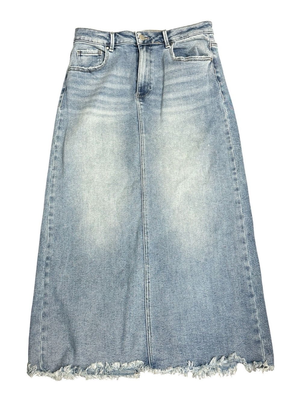 Risen Jeans Denim Maxi Skirt Size Large High Rise Boho Country Festival Teacher